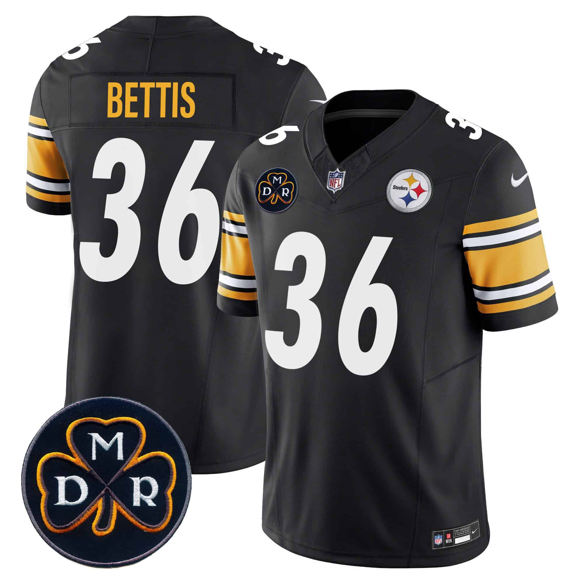 Men Pittsburgh Steelers #36 Bettis Black 2024 Nike DMR Patch Vapor Limited NFL Jersey style 3